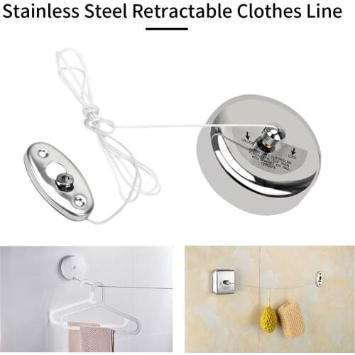 2.8m Clothes Drying Rack Rope Stainless Steel Retractable Wall Mounted Clothes-line Laundry Hanger Home Storage Tools