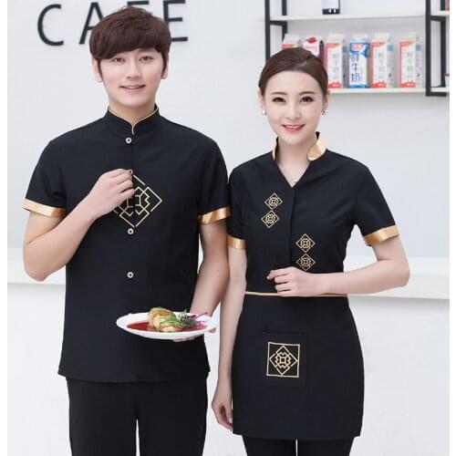 2017 Summer Hot Pot Shop Overalls Fast Food Restaurant Hotel Uniforms Male Female Short Sleeved Waiter Uniforms