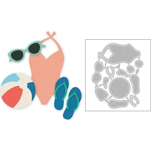 2020 Hot New Summer Day Swimsuit Sunglasses Ball Flip Flop Metal Cutting Dies Foil and Scrapbooking For Card Making Cut no stamp