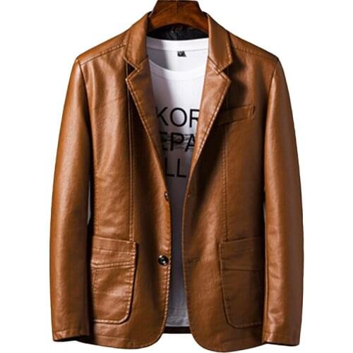 2021 Long PU Faux Leather Blazers Leather Jacket Coat Brand New Trend Slim Youth Popular Casual Youth Jackets Outerwear Coats