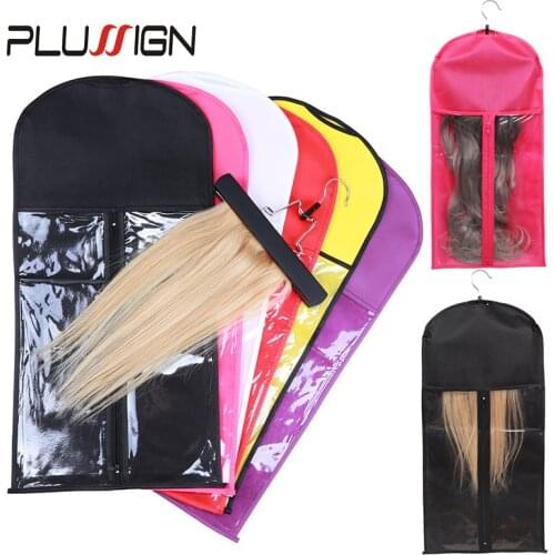 3Pcs/Lot Hair Extensions Storage Bag With Hanger Portable Wigs Storage Holder Hairpieces Carrier Case For Store Style Human Hair