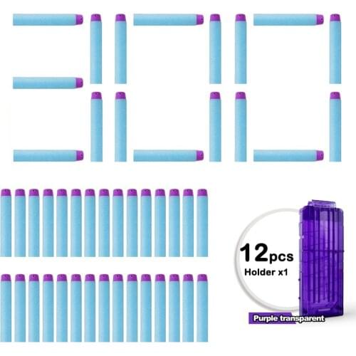 300PCS Foam Bullets For Nerf Refill Darts for Toy-Gun Blasters for Nerf Accessory with 12 Reload Compatible Clip for Boys Party