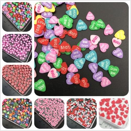 60g Heart Polymerclay,Soft Clay Sprinkle For Kids Diy/Craft Diy Making/Nail Art/Scrapbook Decoration/Craft Filler wholesale