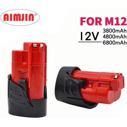 Newest 12V 6.8Ah Rechargeable 6800mAh Battery for Milwaukee M12 XC Cordless Tools 48-11-2402 48-11-2411 batteries 48-11-2401 MIL