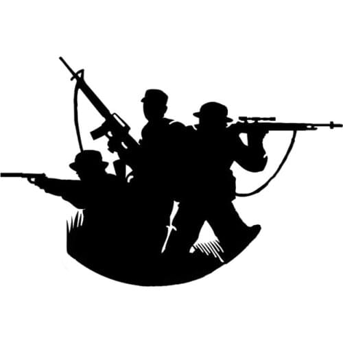 LLY-0613 Creative Car Sticker Soldiers Silhouette Tactical Sniper Rifle Modeling Decal PVC Auto Accessories Waterproof Decals