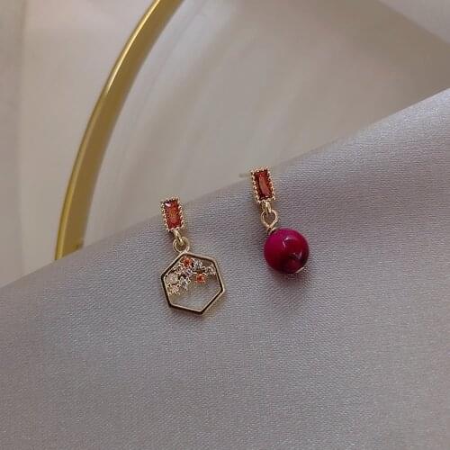 Red beans asymmetry 2020 new small exquisite earrings fashion jewelry wholesale