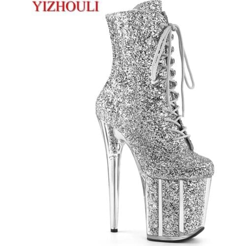 Sexy ankle boots, glitter vamp models use 20cm high heels for parties, pole dancing in nightclubs, dancing in shoes
