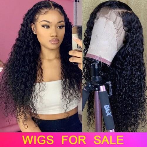 Brazilian Deep Wave Wig Human Hair Wigs Pre plucked 4x4 Lace Front Human Hair Wigs For Women Remy Curly Human Hair Closure Wigs