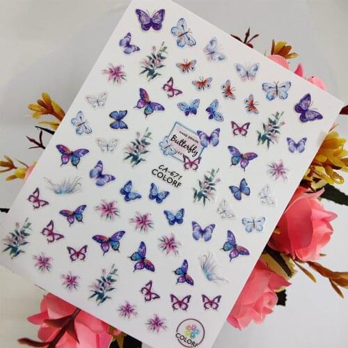 Colorful Butterfly Stickers for nails Design Self adhesive Flowers Nail Art Decoraciones Sliders Foil Manicure Accessories