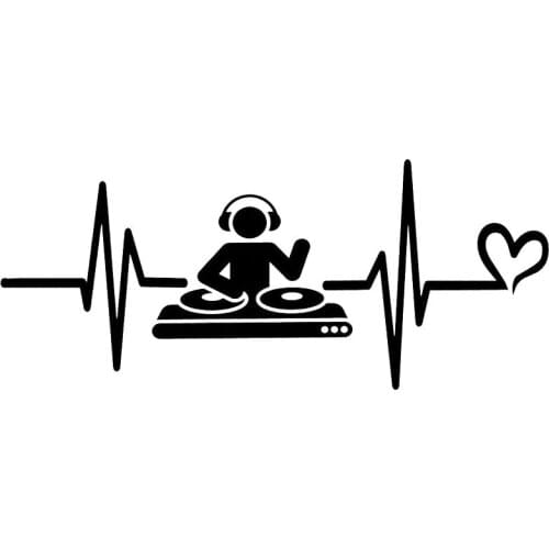 DJing Bar Music Lover Heartbeat Liveline Earphone Car Sticker Trunk Laptop windows refrigerator Decal 16cm x 8cm