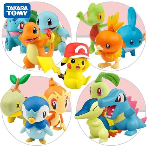 TAKARA TOMY 3pcs 3cm-5cm Pokemon Pikachu Eevee Mimikyu Litten Venusaur Squirtle Action Figure Collection Toys for Christmas Gift