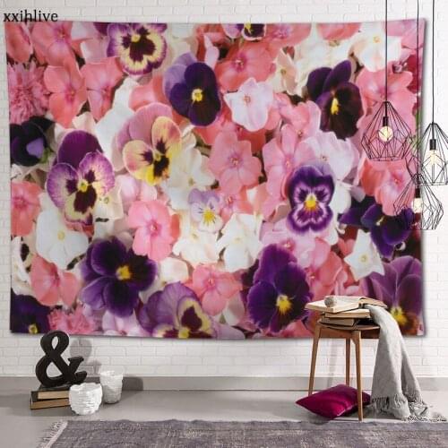 Custom Tapestry Beautiful Flower Pansy Printed Large Wall Tapestries Hippie Wall Hanging Bohemian Wall Art Decoration Room Decor