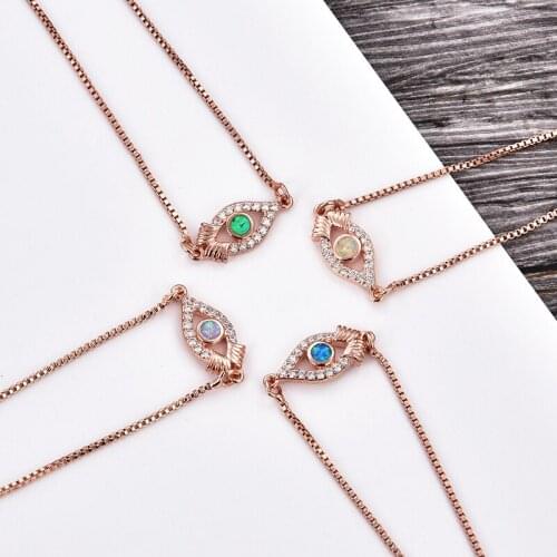 Kamov New Fashion Zirconia Charm Evil Eye Bracelet Adjustable 11-22cm Party Gift