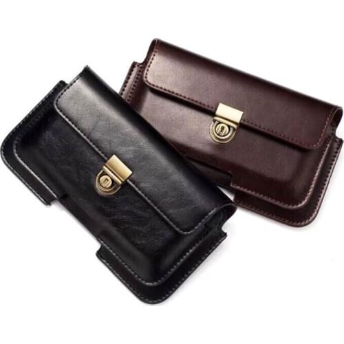 Dual Pouch Leather Belt Clip Mobile Phone Case For Huawei Honor 10,Y7 Prime (2018),Y6 (2018),Mate RS Porsche Design,P20/P20 Pro