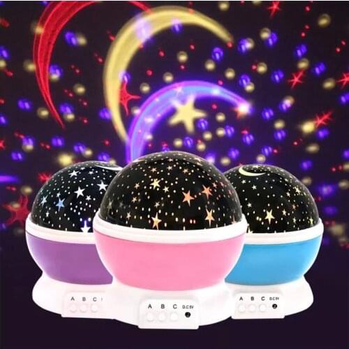 Creative LED Sky Projector Star Moon Night Light Rotating Night Lamp for Children Kids Baby Bedroom Decor Nursery Christmas Gift