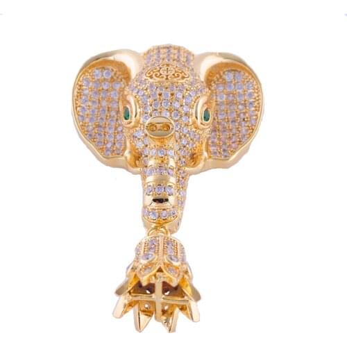 Hot Jewelry Vintage Zircon Elephant Pendants For Making Cute Copper Micro Pave Animal Charms Accessories Luxury Chritmas Gifts