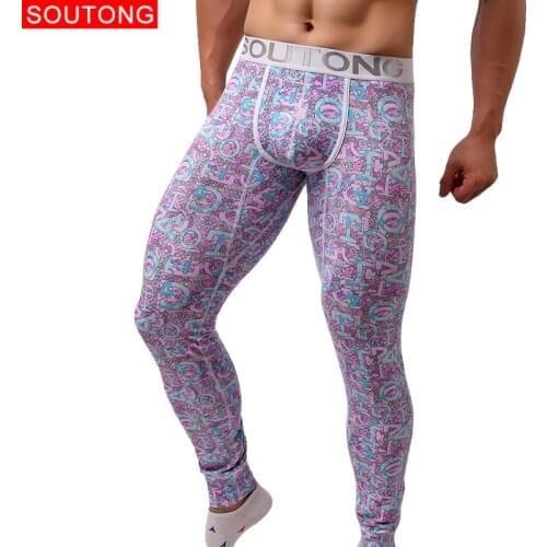 Soutong 2019 Underwear Winter Mens Warm Thermal Underwear Cotton Long Johns Underpants Letter Printed Thermal Underwear For Men