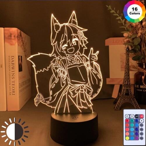 3D Lamp The Helpful Fox Senko San Figure Nightlight Color Changing Usb Battery Night Light for Girls Bedroom Decor Light Holo
