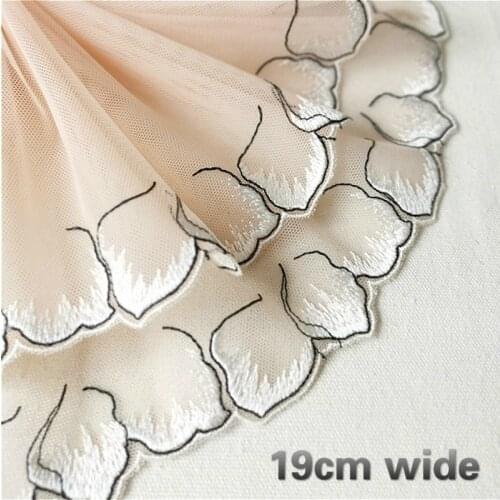 NEW Light Pink Mesh Embroidery Petals Tulle Lace Fabric DIY Clothes Skirt Hem Trim Curtains Sofa Home Textile Sewing Accessories