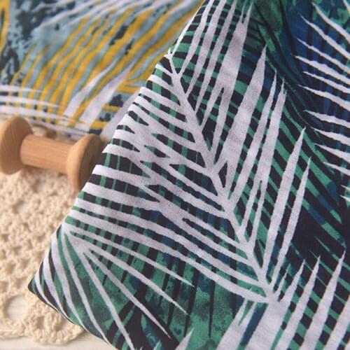 One meter High quality Chiffon fabric Coconut tree leaves tissu Summer shirt, dress, beach clothes, fabrics