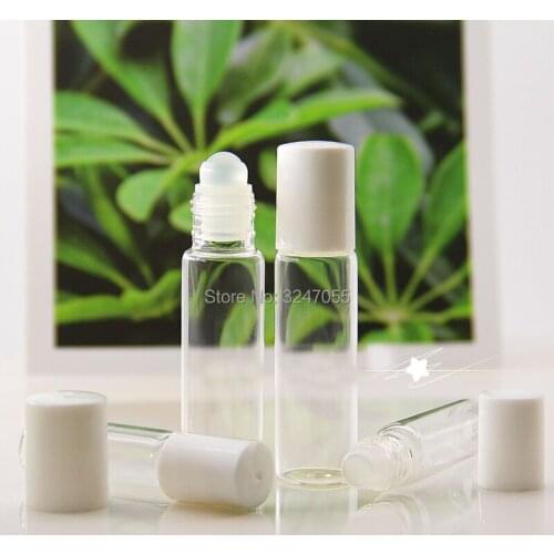 5ML10ML 20/50/100pcs Clear Empty Cosmetic Roll on Essentail Oil Bottle, DIY Glass Portable Perfume Roll on Bottle Container