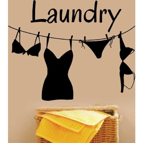 Sexy Underwear Vinyl Decal Laundry Room Sign Wall Sticker Drying Clothes Laundry Room Decor For Bachelor DIY Murals LY12
