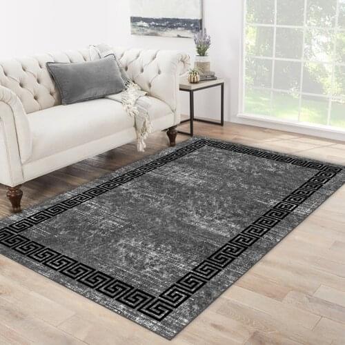 Grey black carpet black grey frame rectangle shape patterned carpet modern carpet living room carpet free shipping soft
