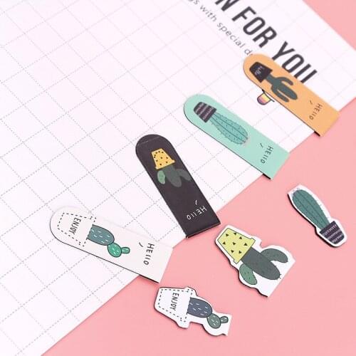 Kawaii Cute Cactus Soft Magnetic Bookmark Paper Clip Fridge Stickers Plant Bookmarks For School Office Supply Escolar Papelaria