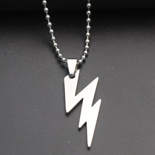 Stainless Steel Flash Lightning Symbol Sign Charm Necklace Movie Character Superhero Natural Weather Thunder Bolt Necklaces