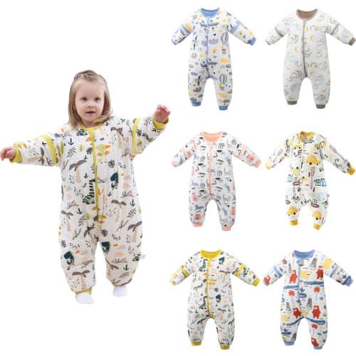 Children Zipper Fashion Sleepsack Kids Winter Split Leg Thermal Sleeping Bag With Feet Onsies Pajamas Toddler Bedding Costume