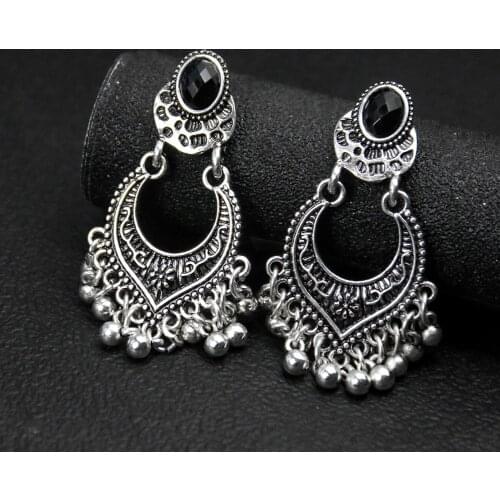 Vintage Bell Tassel Earring Boho Antique Ethnic Plated Drop Hanging Earrings For Women Statement Pendientes Indian Jewelry
