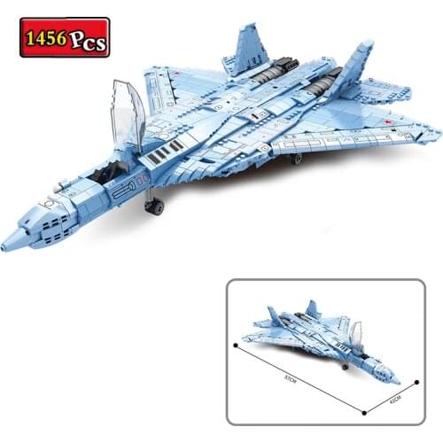 Military Series World War II Russian SU-57 Fifth-Generation Stealth Fighter Model Building Blocks Bricks Toys Christmas Gifts