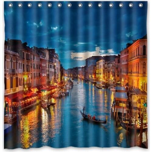 180X180CM free shipping Venice Scenery Background shower curtain polyester bath curtain creative curtains