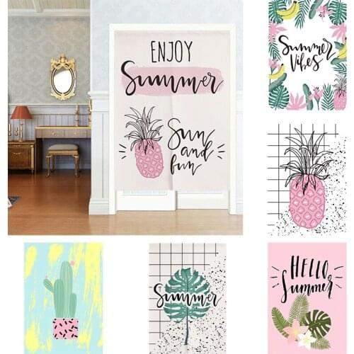 Plant Cactus Pineapple Bedroom Door Curtain Wardrobe Half Curtain Shelter Partition Curtain Home Decoration Blackout Curtain