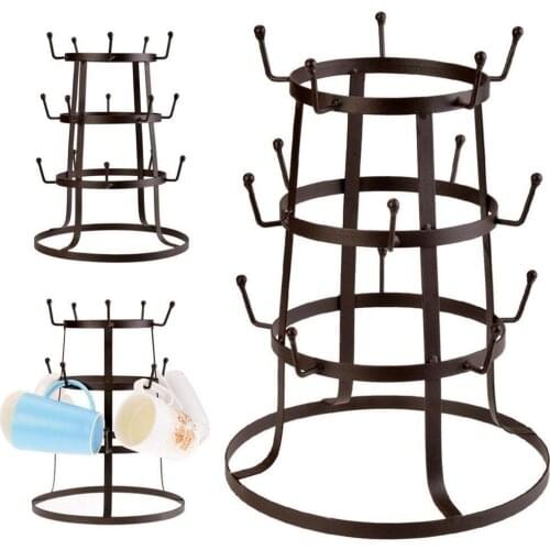 Iron Coffee Cup Holder Glass Bottle Organizer Manager Tree Drying Rack Stand Classic And Practical Cup Tissue Tree Cup Organizer