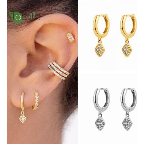 Silver Hoop Earrings 925 Smooth Round Circle Unique Crystal Zircon Circle Hoop Earrings for Women Fashion Jewelry Accessories