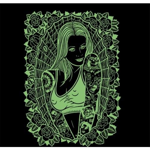 Women Rose Patches for Clothing Luminous Badge Heat transfer printing Noctilucent Patch Clothes DIY Fluorescence Stickers Gifts