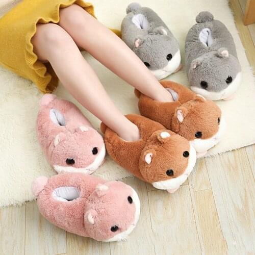 Winter Womens Indoor Plush Slippers Cute Cartoon Animal Cotton Shoes Ladies Bread Fat Sneakers Home Fur Slides Female Flip Flop
