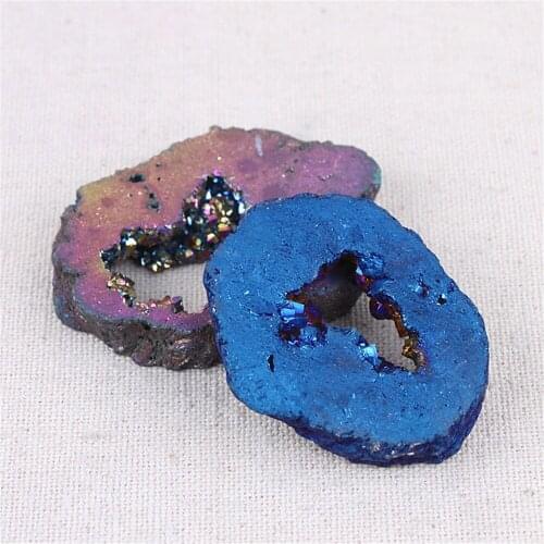 1pc Plating Agate Crystal Jewelry Pendant Bracelet Accessories Handmade DIY Stone Material Necklace Accessories