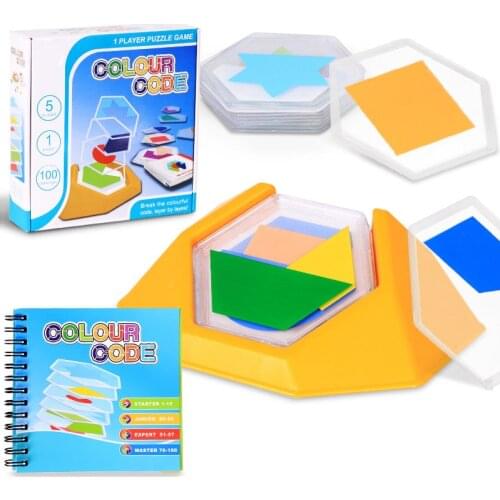 100 Challenge Color Code Puzzle Board Games Toy for Kids Educational Jigsaw Logic Spatial Reasoning Skills Develop Tangram Gifts