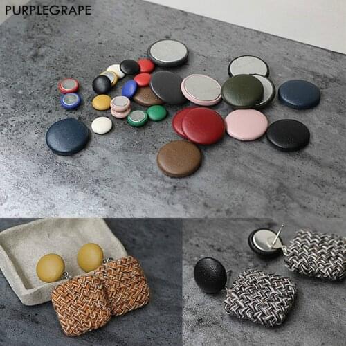 15mm 20mm Faux leather round cloth buckle DIY button jewelry material homemade bean earrings accessories a pack of 10