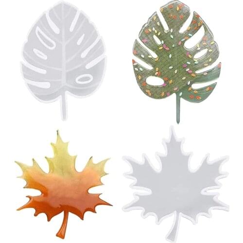 2PCS Leaf Coaster Molds for Resin Casting Silicone Coaster Mold for Epoxy Resin Epoxy Coaster Mold,Maple Leaf Mold