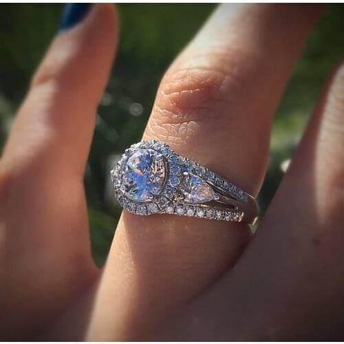 2019 Cute Female Crystal Zircon Ring Fashion Wedding Jewelry Promise Engagement Rings For Women