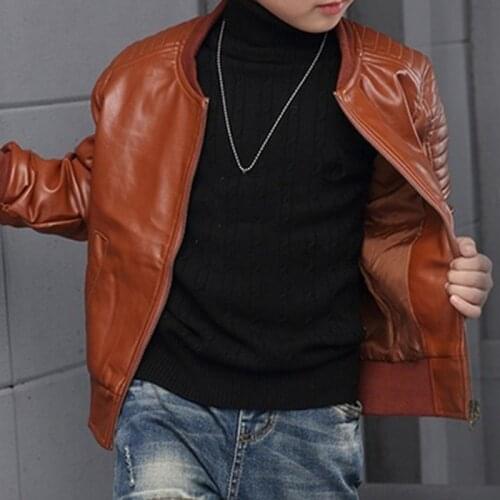 2020 New Childrens Leather Coat Korean Boys PU Leather Jacket Fashion Spring And Autumn Clothing