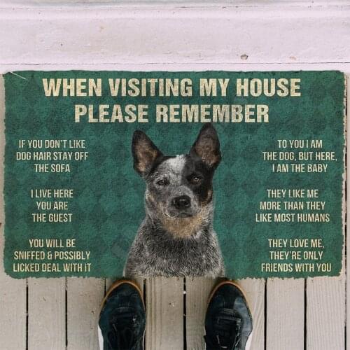 3D Please Remember Australian Cattle Dogs House Rules Custom Doormat Non Slip Door Floor Mats Decor Porch Doormat