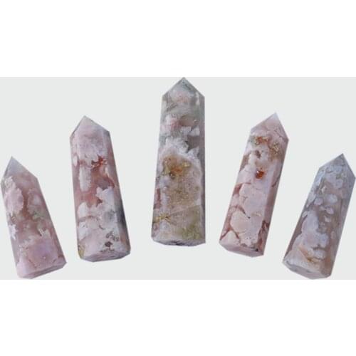 5-8cm Natural Pink Quartz Tower Sakura Agate Crystal Point Energy Stone Reiki Women Gift Home Decorate