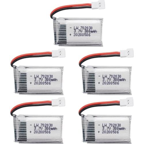 5pcs/lot 3.7V 300mAH Lipo Battery For Udi U816 U830 F180 E55 FQ777 FQ17W Hubsan H107 Syma X11C FY530 RC Drone Battery
