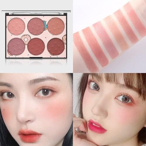 Six-Color Blush Natural Long-lasting Skin Rouge Makeup Trimming Plate Makeup