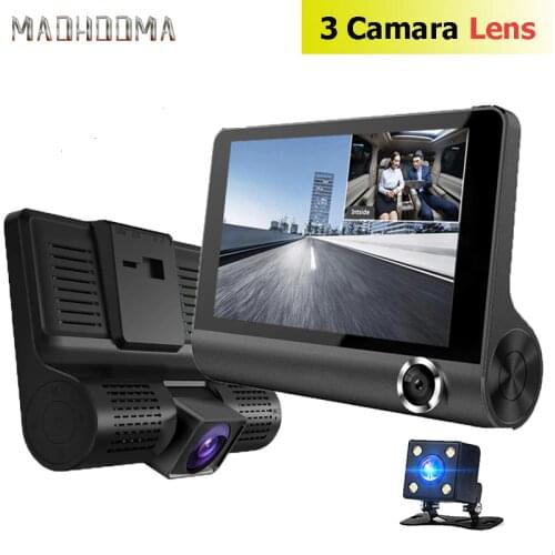 Car DVR 3 Cameras Lens 4.0 Inch Dash Camera Dual Lens With Rearview Camera Video Recorder Auto Registrator Dvrs Dash Cam