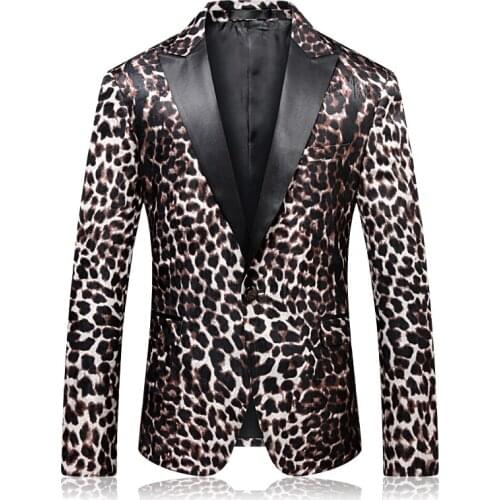 Blazers Famous Brand Men Slim Fit Stylish Leopard Print Designer Item 2020 New Smart Casual One Button Mens Suit Jacket 9007
